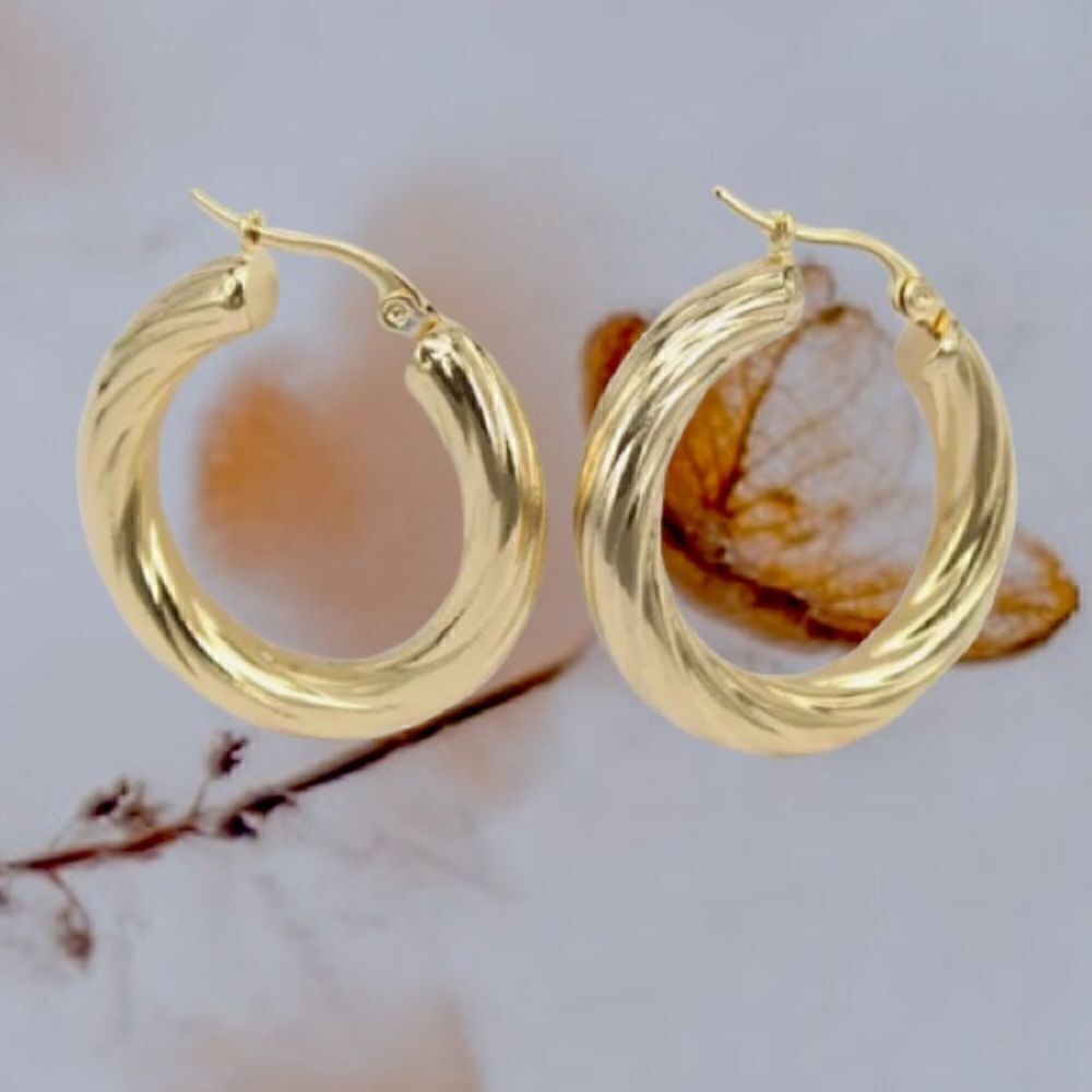 ZARA  GOLD TWISTED ROPE HOOP EARRINGS 18k GOLD PLATED